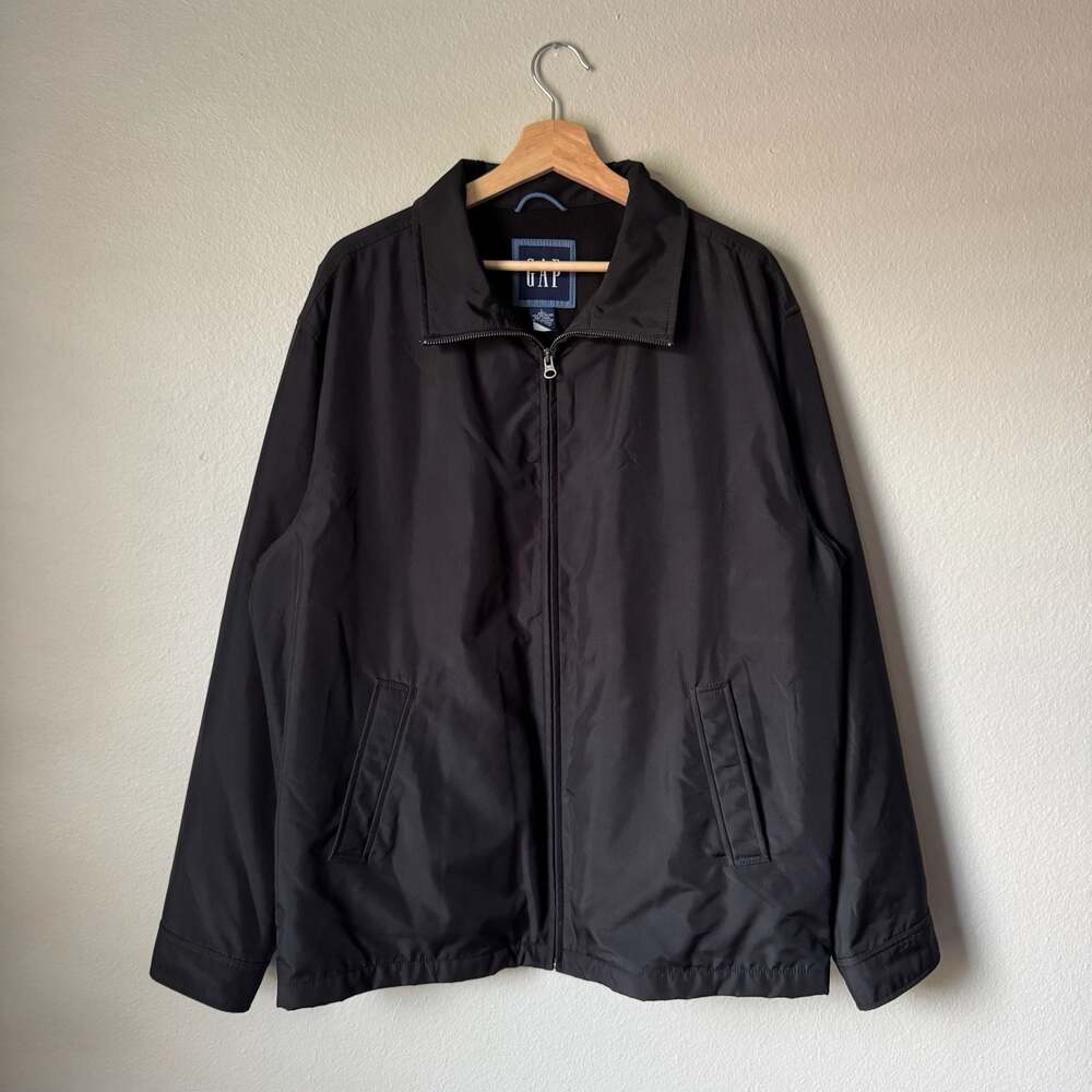 Vintage 90s GAP Black Fleece Lined Jacket Men’s Large Harrington Bomber